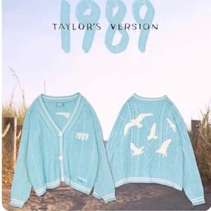 Turquoise Blue 1989 Cable inspired Cardigan made famous by Taylor Swift - M